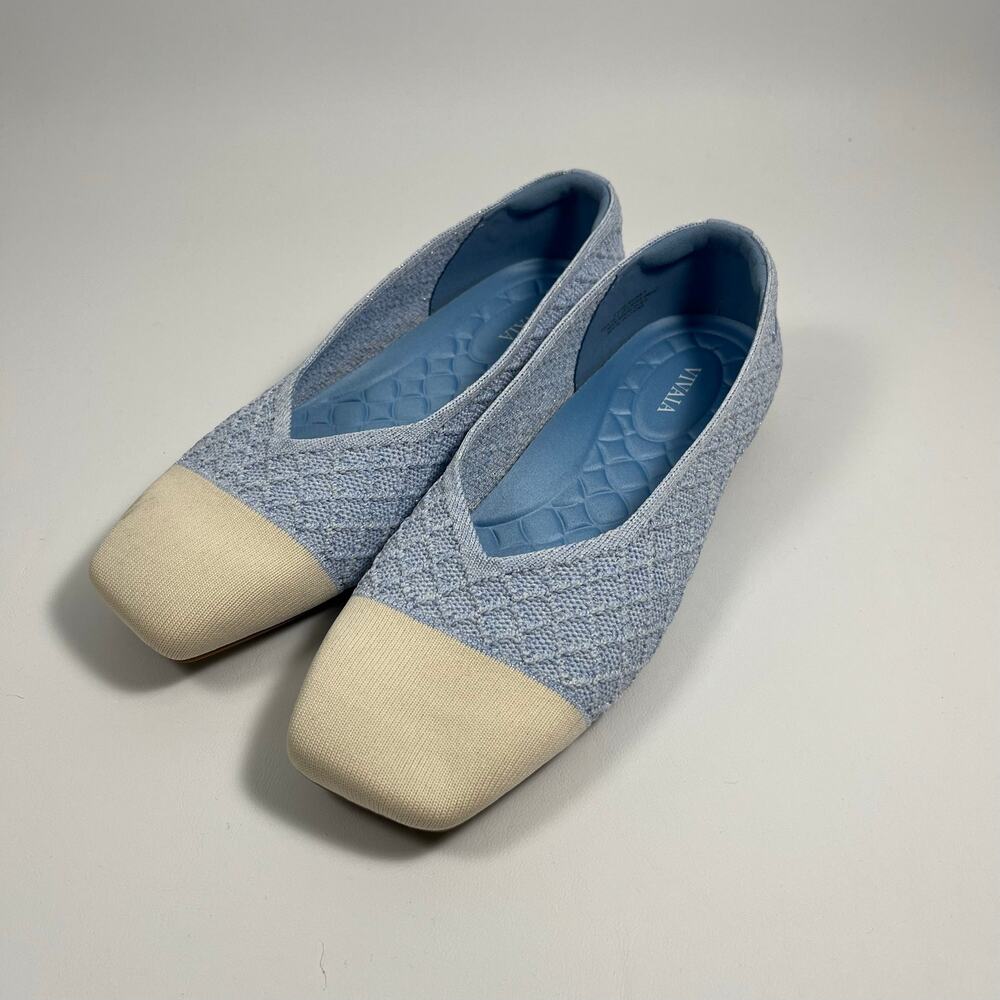 Vivaia Margot 3.0 Textured Square Toe Ballet Flats EU 39.5 US 8.5 Preppy Classic